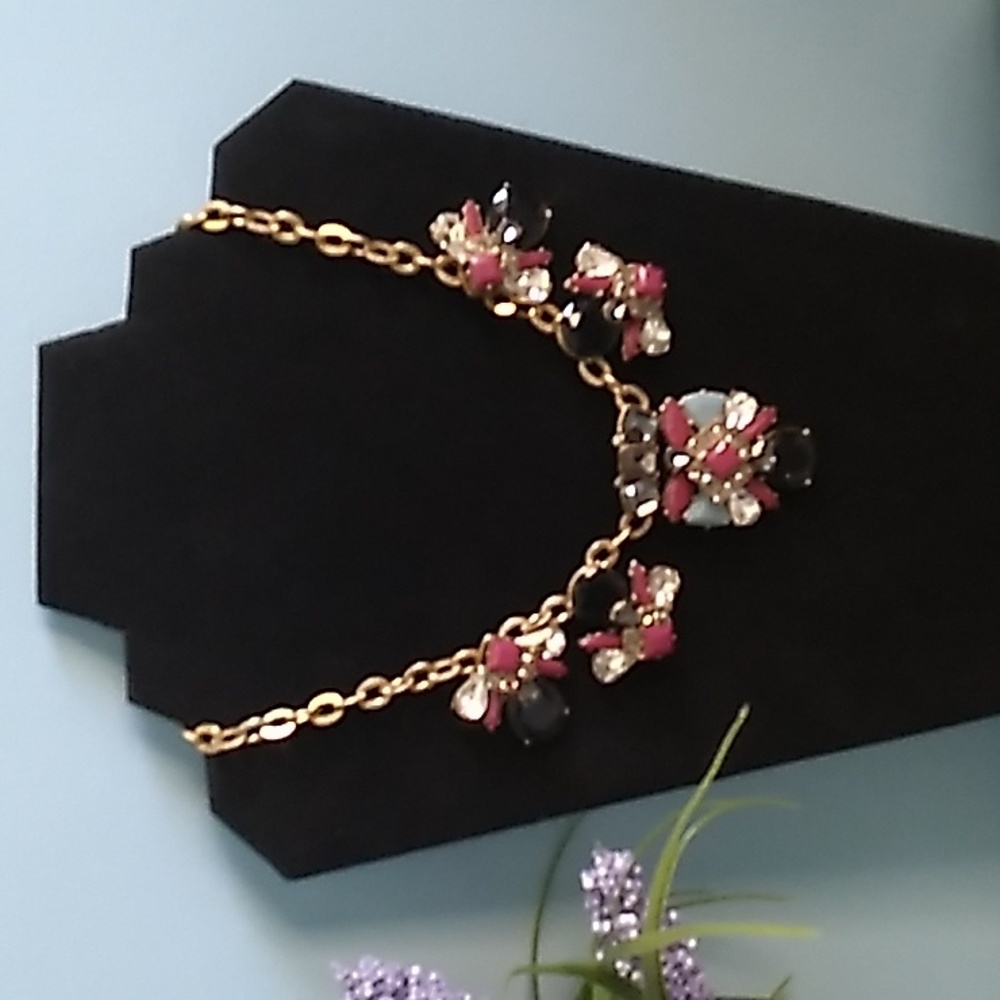 J. Crew Statement Necklace Gold-tone Cubic Zirconia, Lucite - Picture 3 of 7